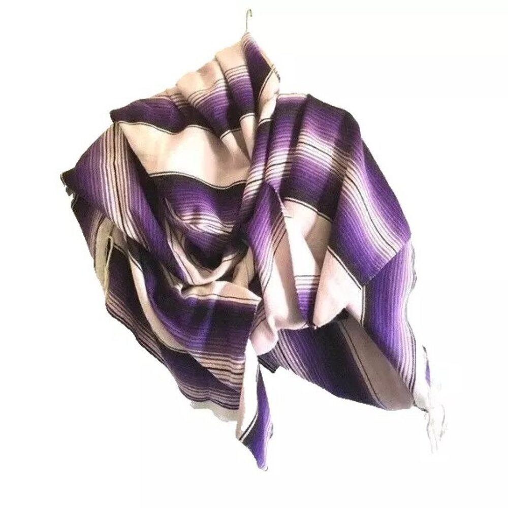 Saltillo Mexican Shades of Purple Stripes Serape, Unused